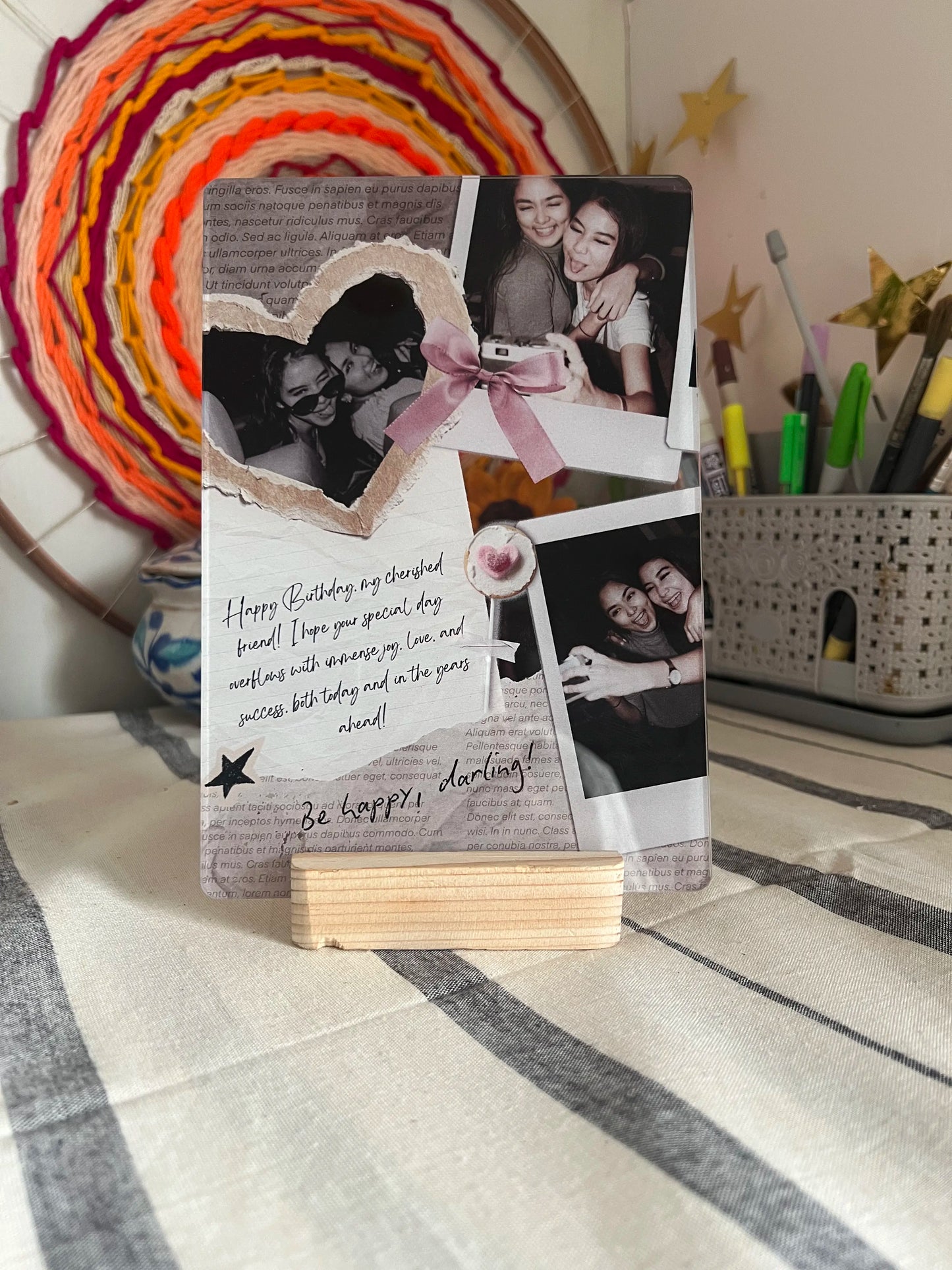 Happy Birthday Heart Collage Personalized Acrylic Frame