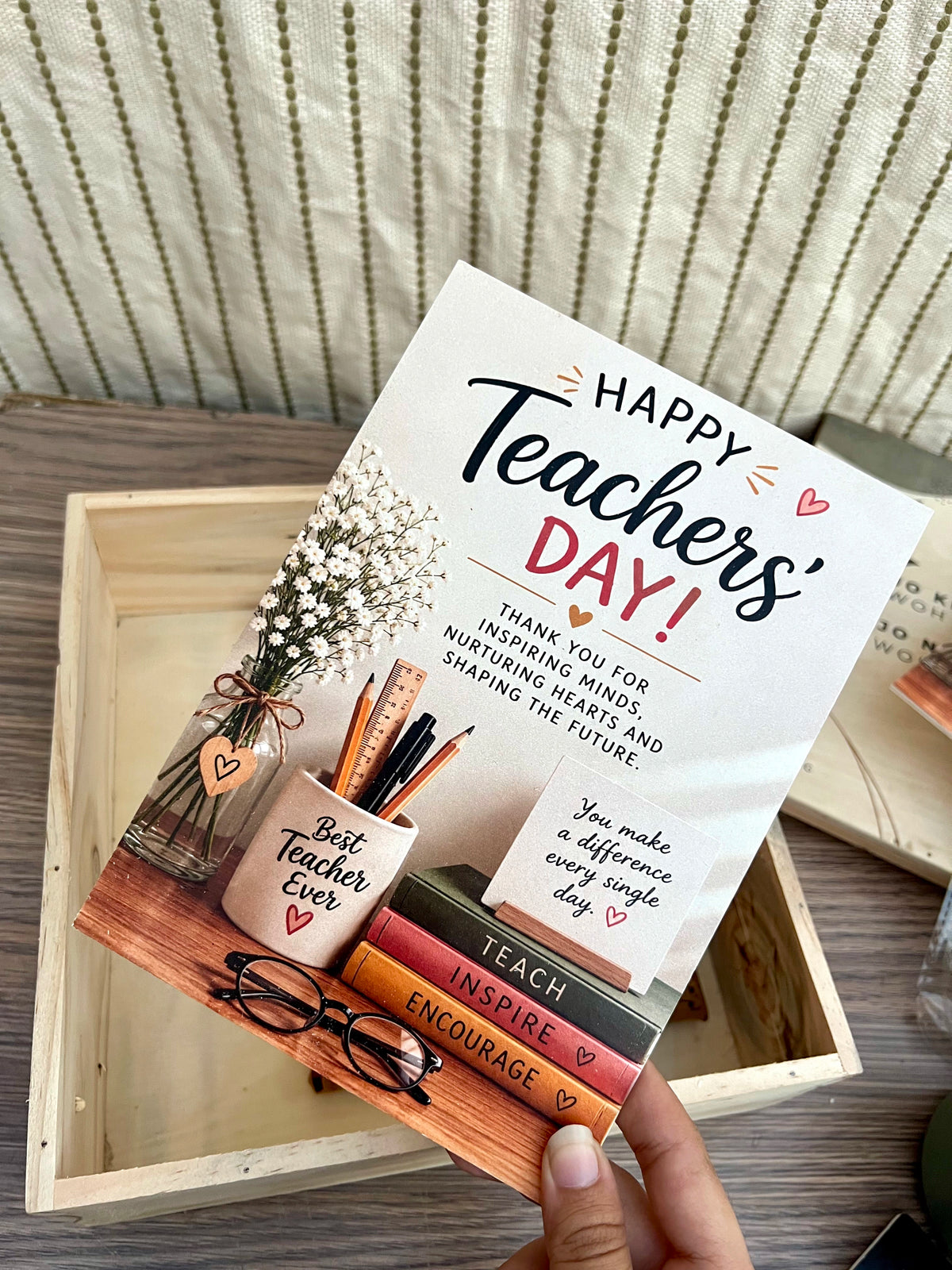 Teacher's Day Premium Wooden Gift Box – Personalized Hamper