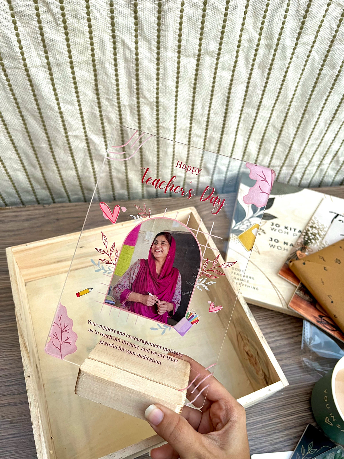 Teacher's Day Premium Wooden Gift Box – Personalized Hamper