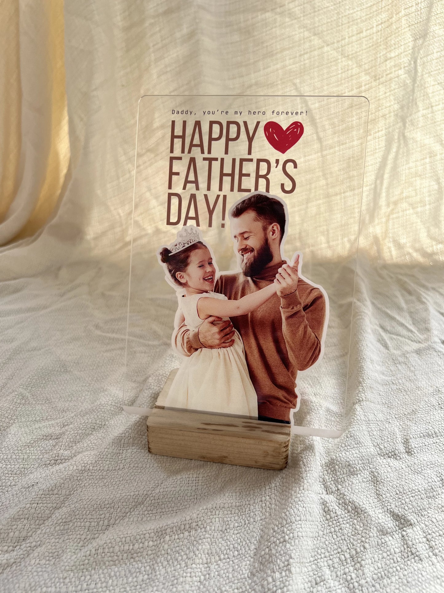 Daddy You're My Hero Father's Day acrylic photo frame - second angle