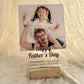 Celebrating Dad Happy Father's Day custom photo acrylic frame with wooden stand