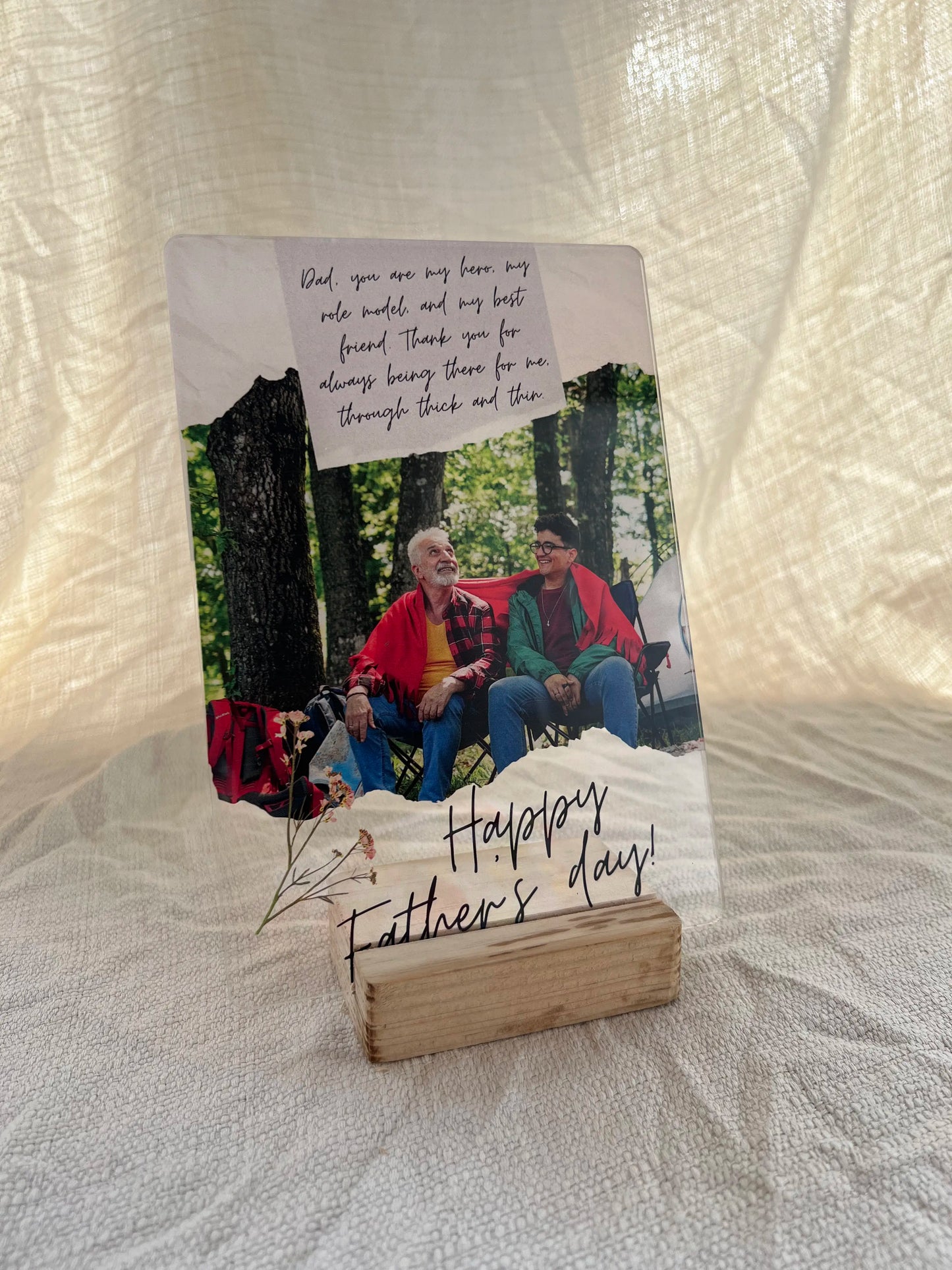 Dear Dad Father's Day personalized acrylic frame - second angle