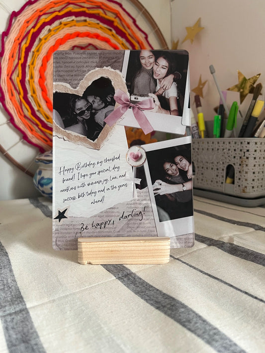 Happy Birthday Heart Collage Personalized Acrylic Frame