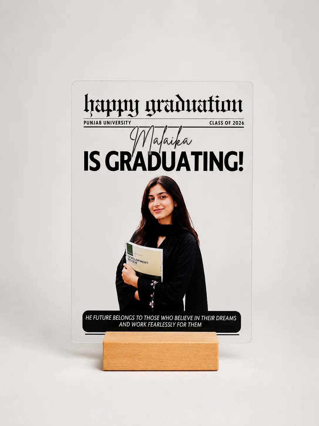 The Grad Headline — Acrylic Newspaper Frame