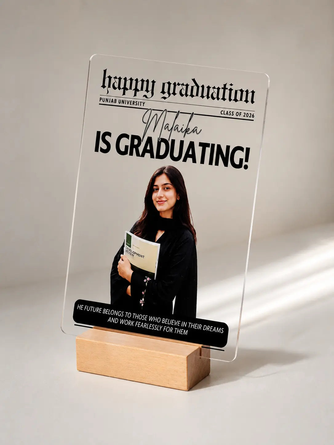 The Grad Headline — Acrylic Newspaper Frame